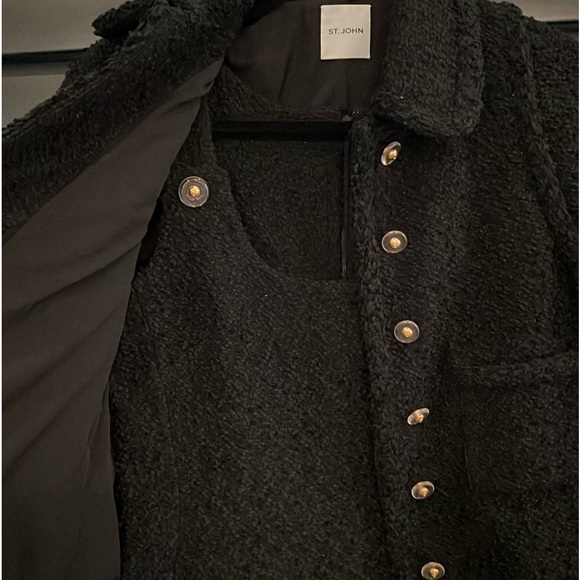 STUNNING! “ST.JOHN’ 2 Piece Black Boucle Dress and Jacket Set! Size 6 - Picture 6 of 16